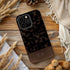 Custom Wood Initials Dark Tortoiseshell iPhone Case