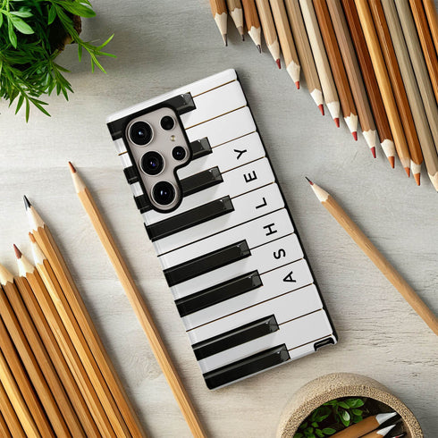 Personalized Music Lover Piano Keys Galaxy Case