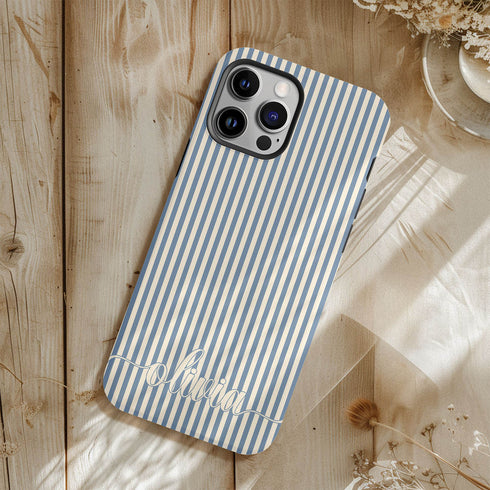 Custom Name Cute Chic Vertical Stripes iPhone Case