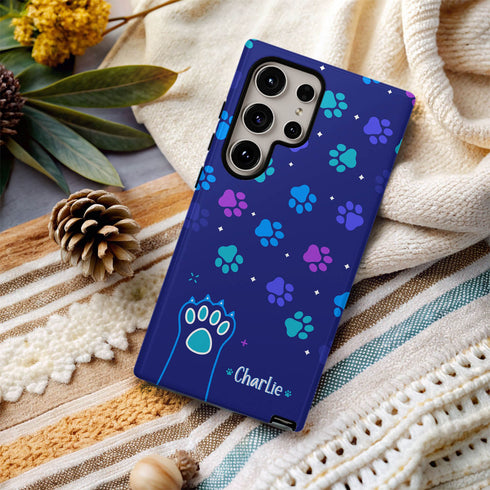Custom Name Cat Paws Galaxy Case