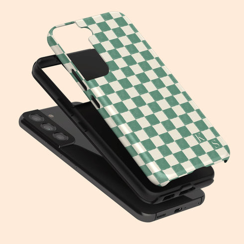 Custom Initials Watercolor Checkerboard Galaxy Case