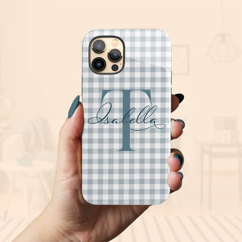 Custom Gingham Name & Initials iPhone Case