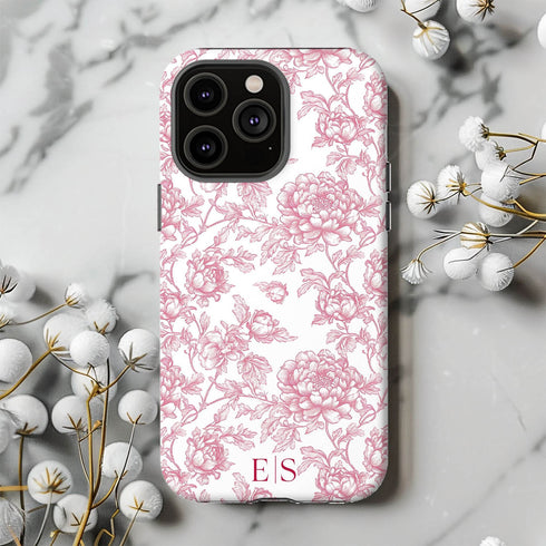 Custom Initials French Toile De Jouy iPhone Case V1