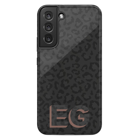 Custom 3D Initials Dark Leopard Galaxy Case - Centered