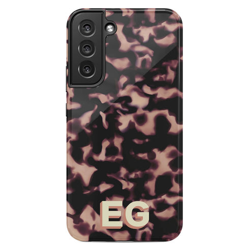 3D Custom Initials Dark Tort Galaxy Case - Centered