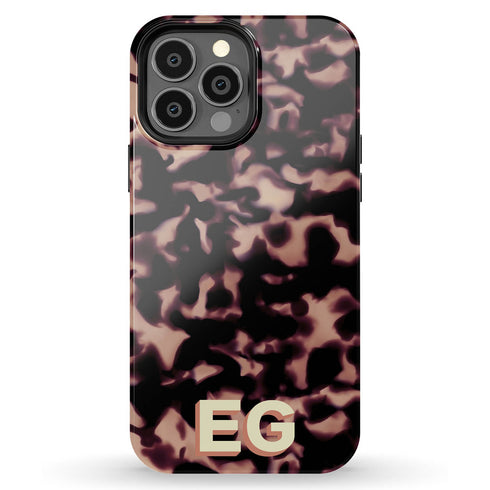 3D Custom Initials Dark Tort iPhone Case - Centered