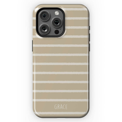 Custom Name Earth Tone Stripes iPhone Case