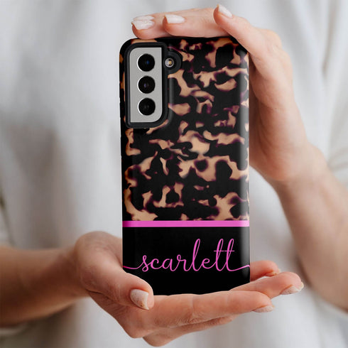 Custom Name Dark Tortoiseshell Galaxy Case