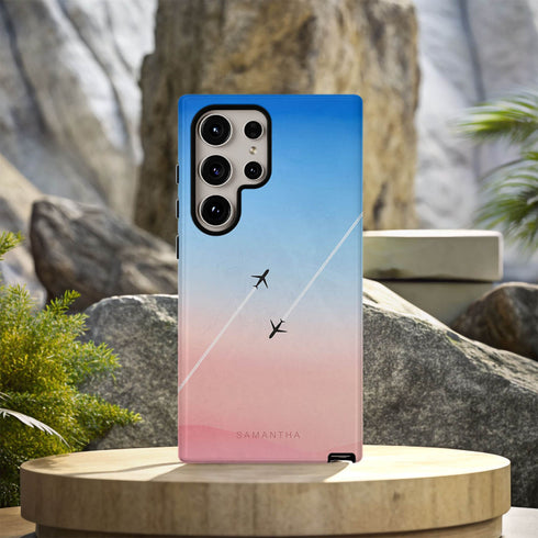 Personalized Pastel Gradient Sky Airplane Galaxy Case