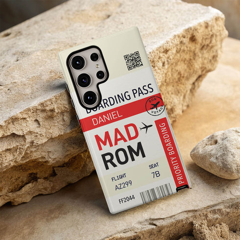 Personalized Tropical Getaway Boarding Pass Galaxy Case