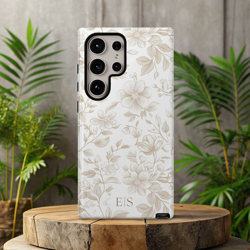 Custom Initials French Toile De Jouy Galaxy Case V3