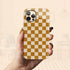 Custom Initials Watercolor Checkerboard iPhone Case