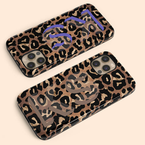Wild Metallic Leopard 3D Initials iPhone Case