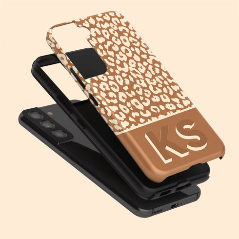 Boho Leopard 3D Initials Galaxy Case