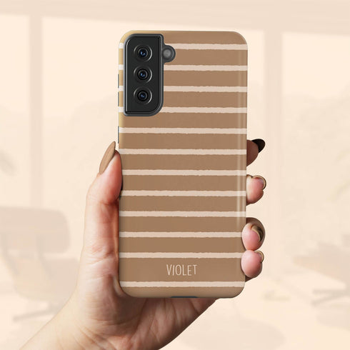 Custom Name Earth Tone Stripes Galaxy Case