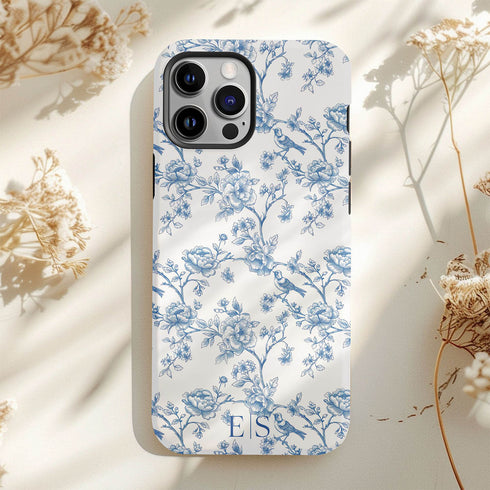 Custom Initials French Toile De Jouy iPhone Case V1