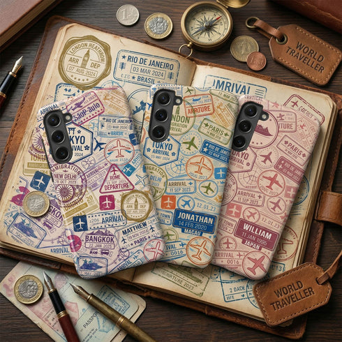 Personalized Travel Stamp Galaxy Case - Name, Date & Favorite City