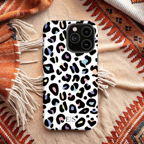 Custom Initials Candy Leopard iPhone Case