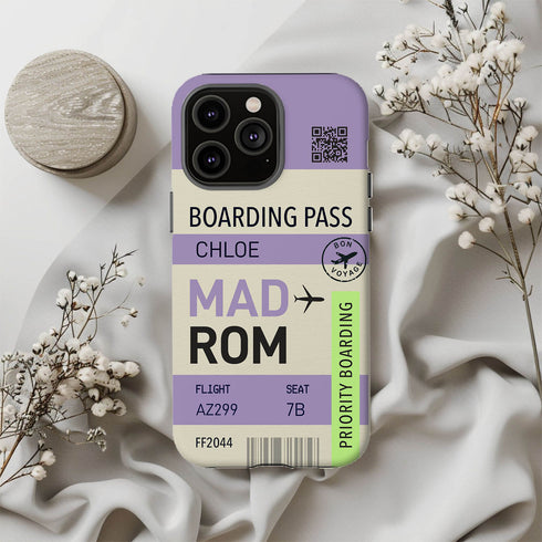 Personalized Tropical Getaway Boarding Pass iPhone Case