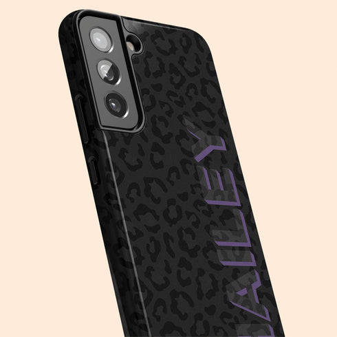 3D Custom Name Dark Leopard Galaxy Case