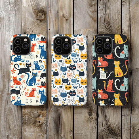 Custom Initials Tabby Cat Lovers iPhone Case