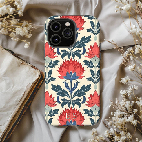Custom Initials Boho Indian Jaipur Block Print iPhone Case
