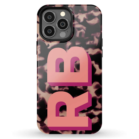 Custom 3D Initials Dark Tort iPhone Case