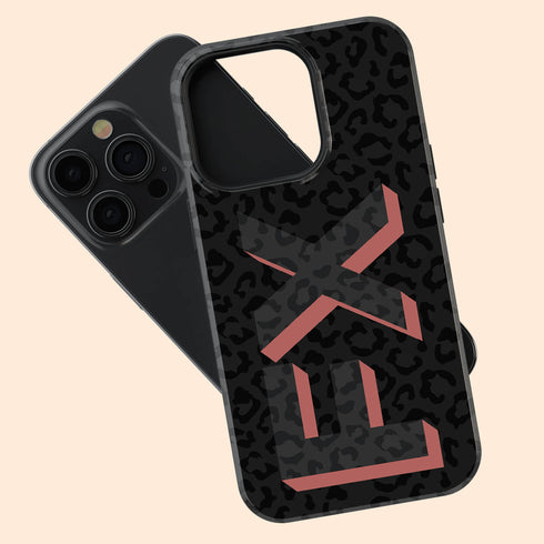 3D Initials Dark Leopard iPhone Case - Vertical