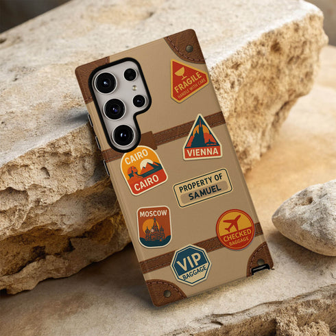 Personalized Vintage Suitcase Sticker Galaxy Case