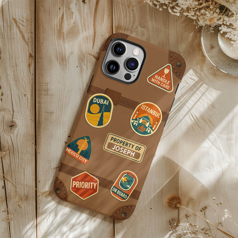 Personalized Vintage Suitcase Sticker iPhone Case