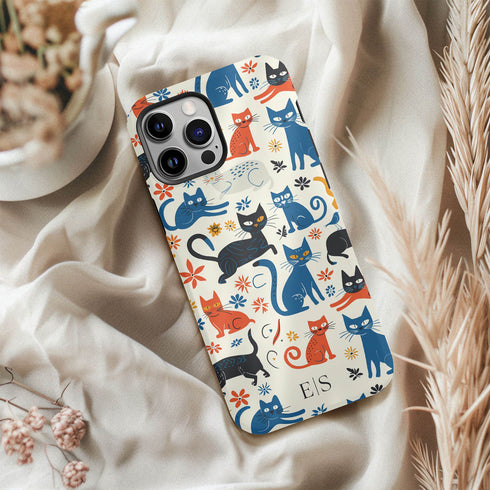 Custom Initials Tabby Cat Lovers iPhone Case