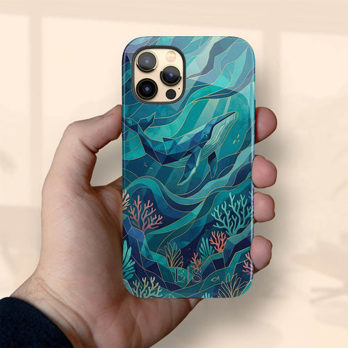 Personalized Polygon Glass Whale iPhone Case