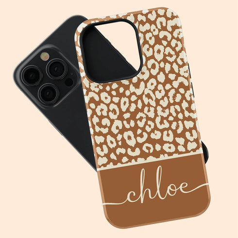 Boho Leopard Custom Name iPhone Case