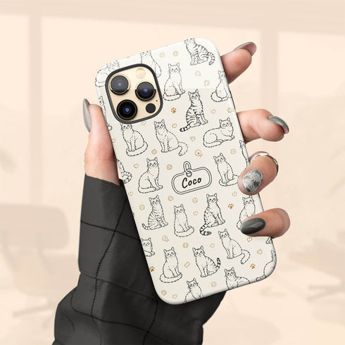 Personalized Cat Doodle Tag iPhone Case