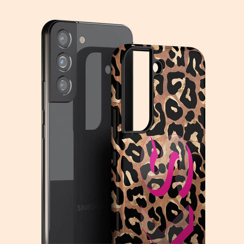 Wild Metallic Leopard 3D Initials Galaxy Case