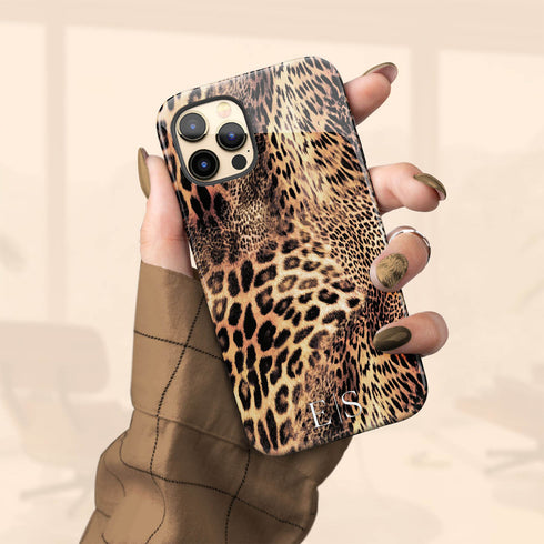 Exotic Leopard Custom Initials iPhone Case