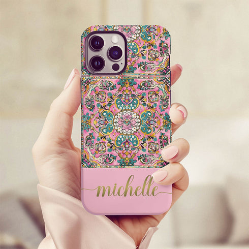Custom Name Mandala Boho Floral iPhone Case