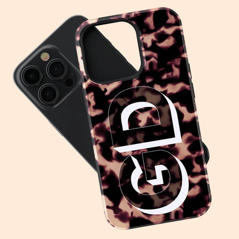 3D Camo Initials Dark Tort iPhone Case