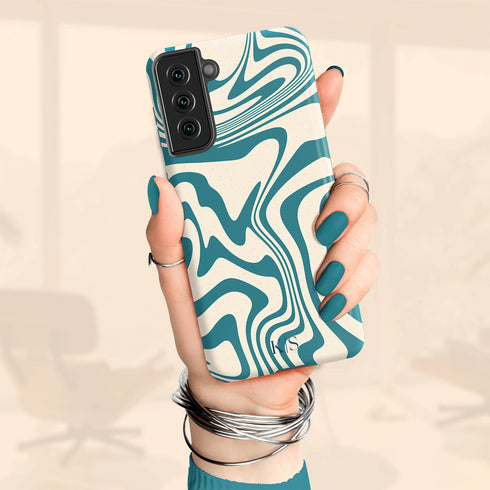 Custom Initials Swirl Wavy Marble Galaxy Case