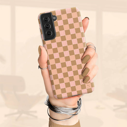 Custom Initials Watercolor Checkerboard Galaxy Case