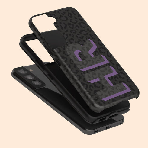 3D Initials Dark Leopard Galaxy Case - Vertical