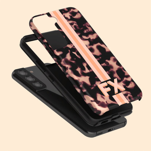 3D Striped Pattern Initials Dark Tort Galaxy Case