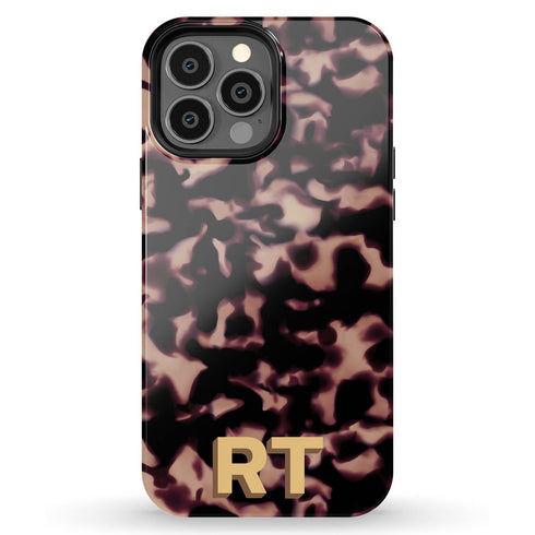 3D Custom Initials Dark Tort iPhone Case - Centered