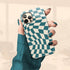 Custom Initials Wavy Groovy Checkerboard iPhone Case