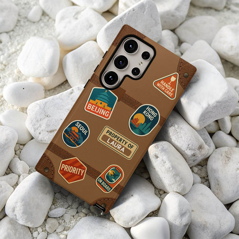 Personalized Vintage Suitcase Sticker Galaxy Case