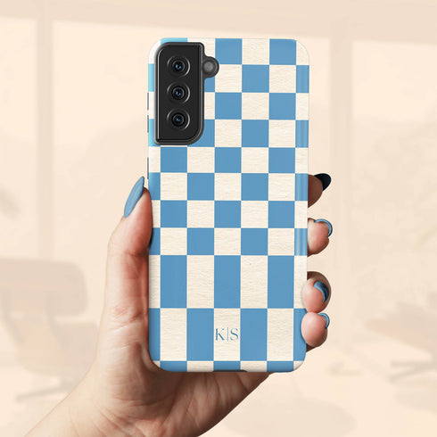 Custom Initials Retro Checkerboard Galaxy Case