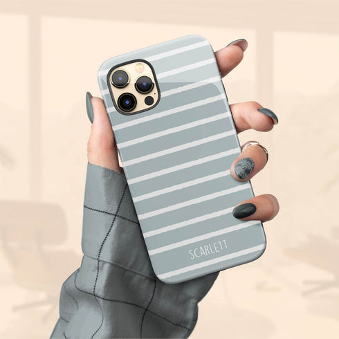 Custom Name Hand Drawn Pastel Stripes iPhone Case
