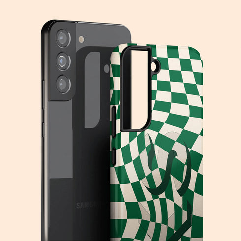 Groovy Checkerboard 3D Initials Galaxy Case