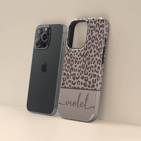 Boho Leopard Custom Name iPhone Case