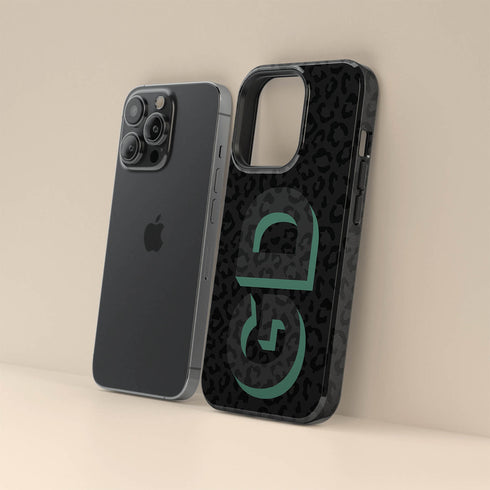 3D Initials Dark Leopard iPhone Case - Vertical